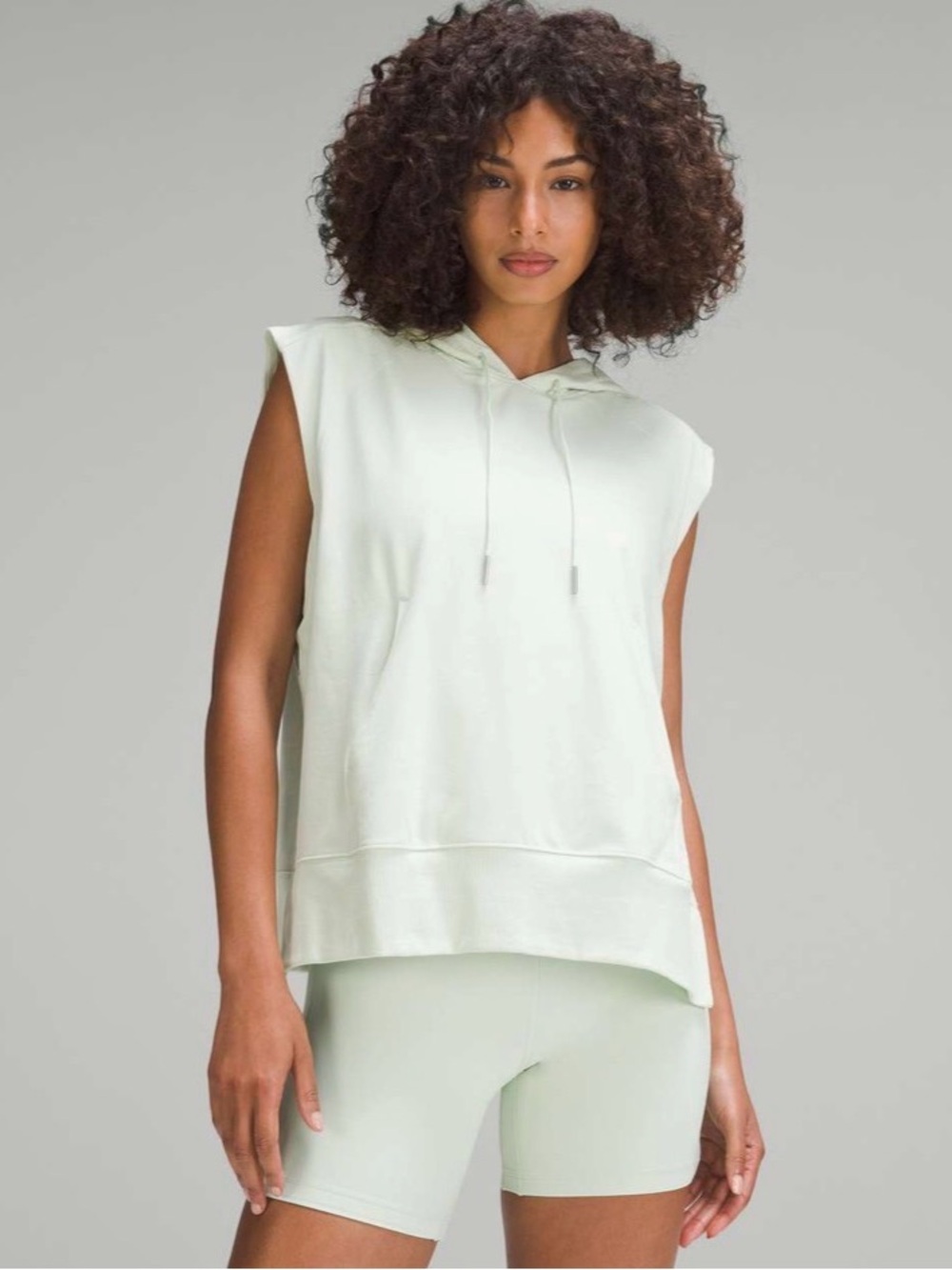 lululemon athletica French terry Sleeveless Hooded Tank in kolirabi Green